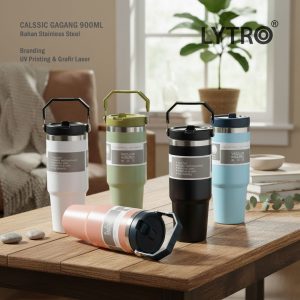 Tumbler Stainless Custom UV Printing & Grafir – Classic Gagang 900ML