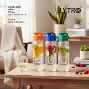 Botol Minum Plastik Custom Untuk Souvenir – Miami 500ML