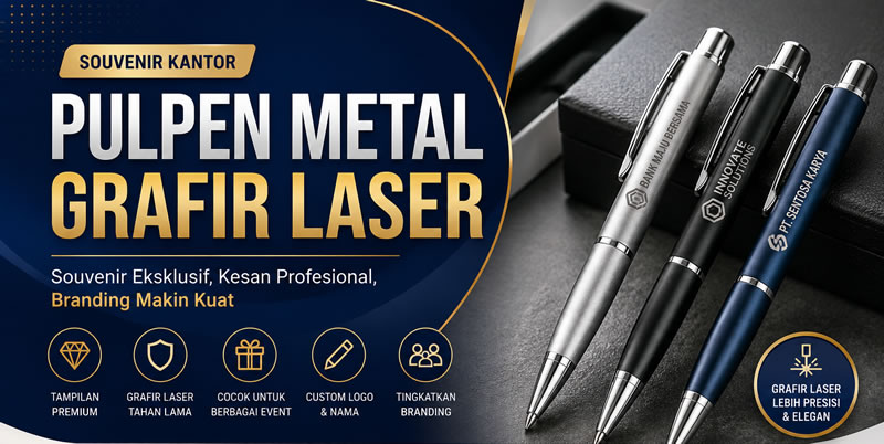 Souvenir Kantor Pulpen Metal Dengan Grafir Laser