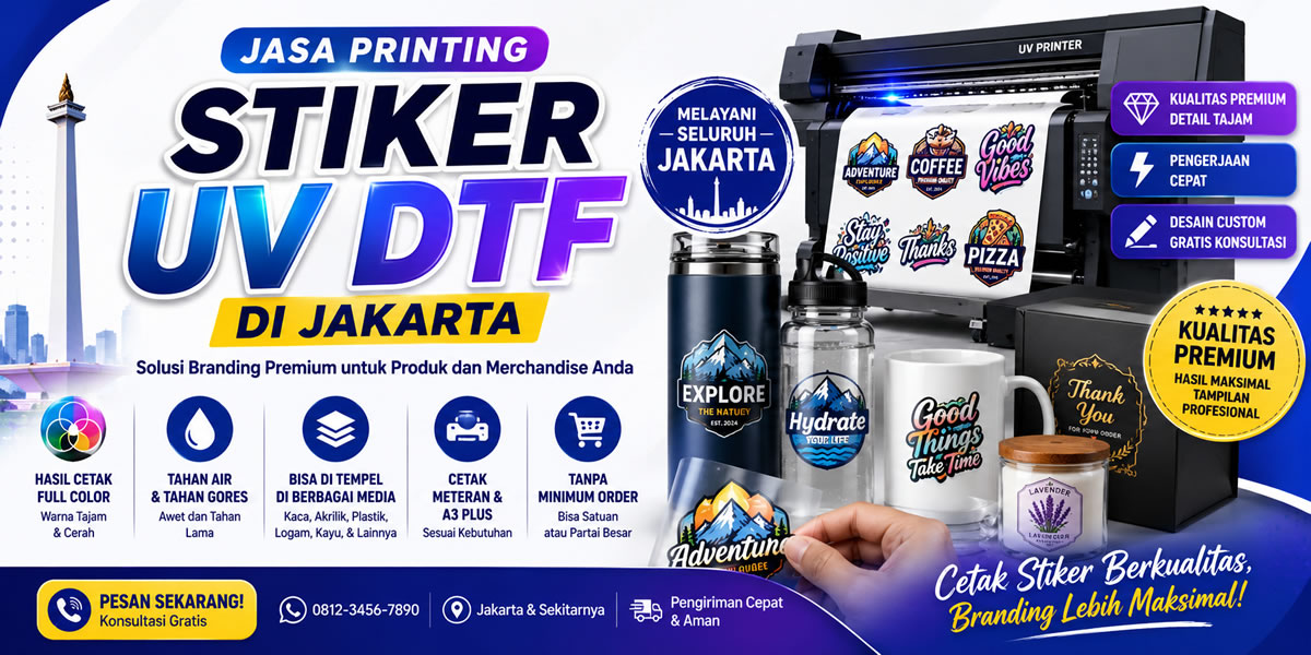 Jasa Printing Stiker UV DTF di Jakarta