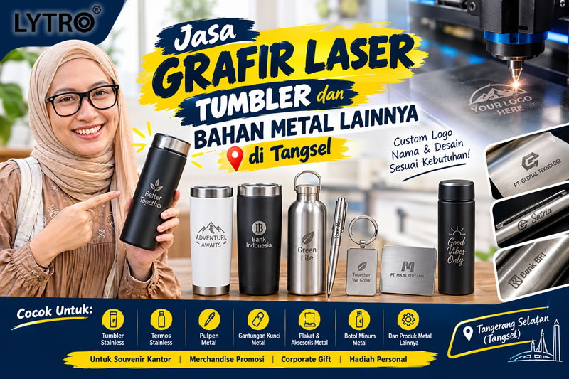 Jasa Grafir Laser Tumbler dan Bahan Metal Lainnya di Tangsel